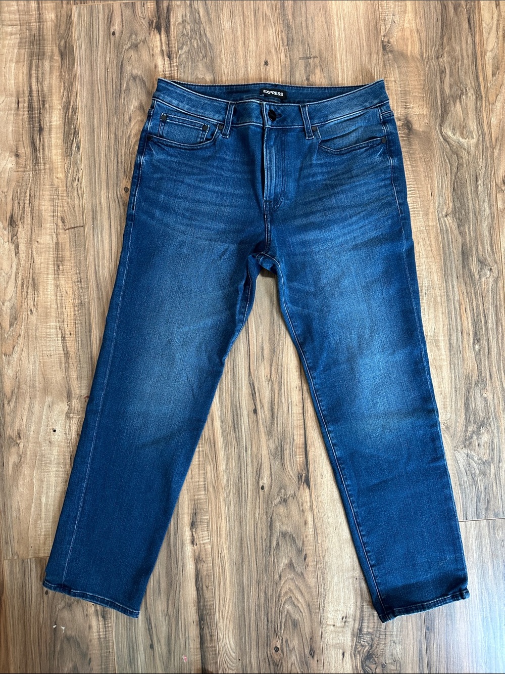 Express Men's Slim Straight Jeans in Blue Wash